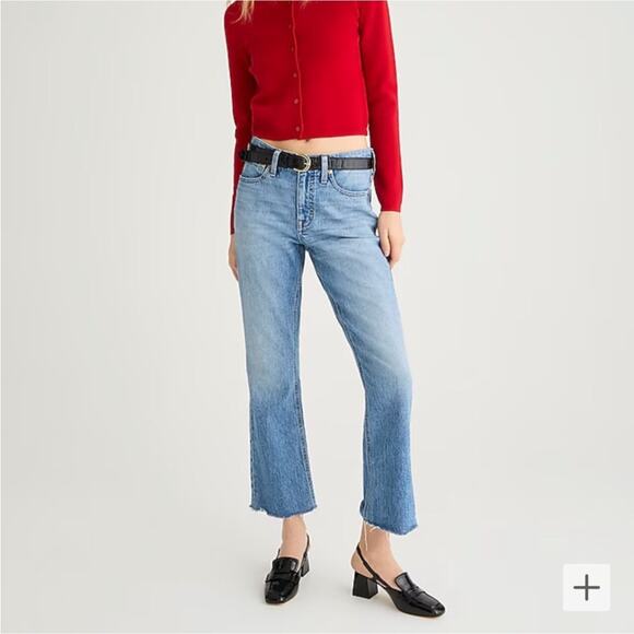 J. Crew 9" demi boot crop jean medium wash 32 raw hem - Picture 1 of 9